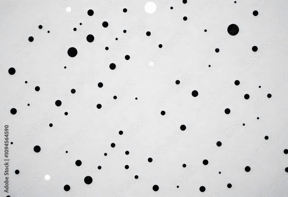 A black and white photo of a sky with black dots and dots.