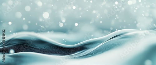 Abstract flowing waves in shades of black, white, and turquoise creating a se...