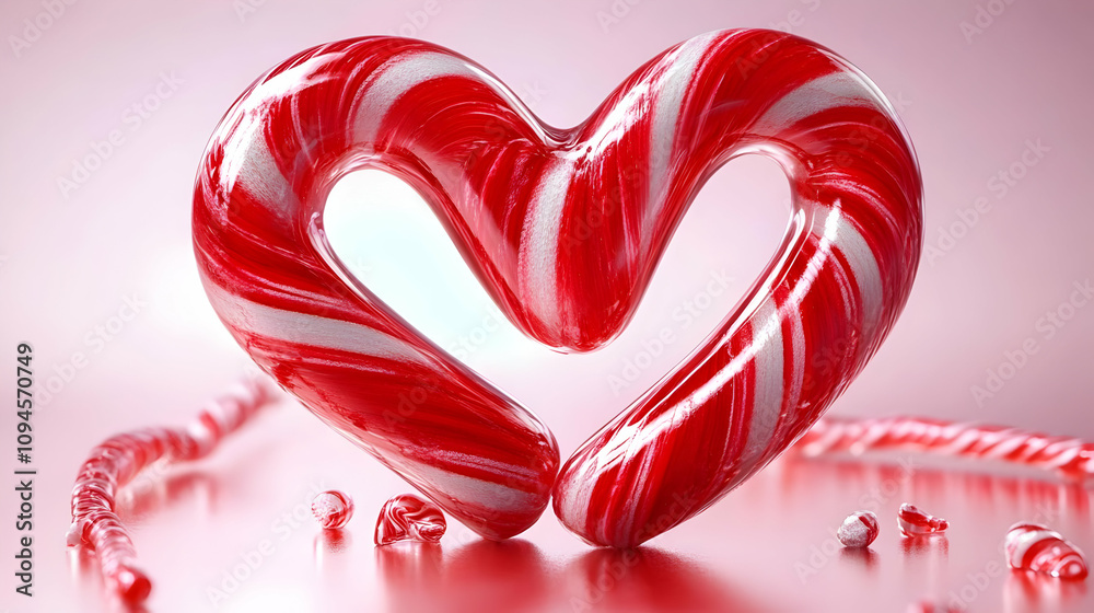 Candy Cane Heart 3D Illustration Candy Cane Heart 3D Illustration