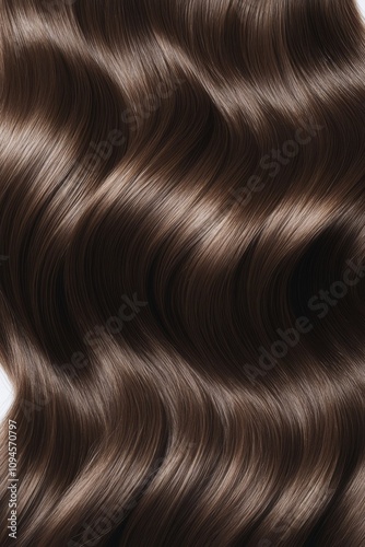 Elegant wavy brunette hair displayed in soft curls and shine under natural light