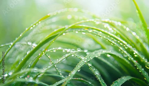 Wallpaper Mural Close-up of green grass blades covered in droplets, showcasing nature's beauty and freshness. Torontodigital.ca