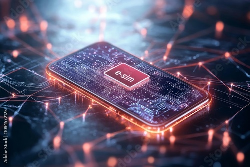 A smartphone with an e-sim card. Generative AI