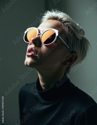 Modern fashion portrait with sunglasses and bold style aesthetic