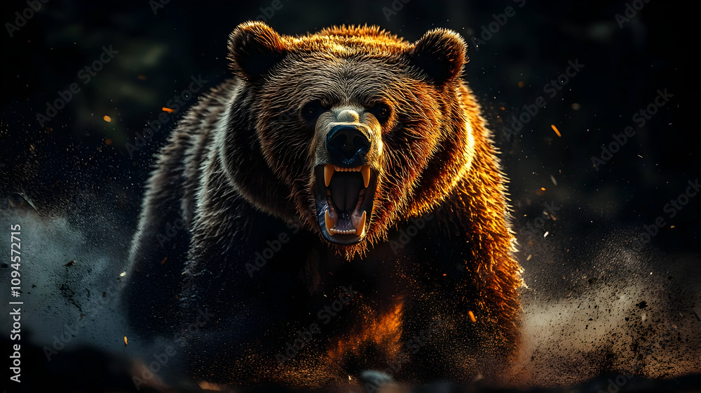 Grizzly Bear Roaring Realistic Image Grizzly Bear Roaring Realistic Image