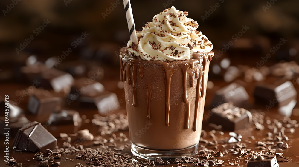 Chocolate Milkshake with Whipped Cream - Food Photography Chocolate Milkshake with Whipped Cream - Food Photography
