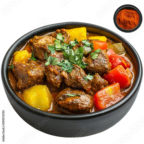 Delicious Curry Goat Caribbean isolated on transparent background 