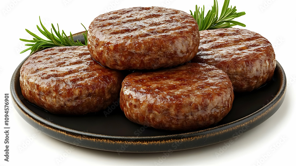 Grilled Meat Patties on Plate Photo Grilled Meat Patties on Plate Photo