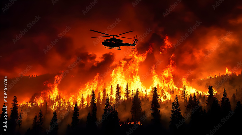 Forest Fire Helicopter Rescue Illustration Forest Fire Helicopter Rescue Illustration