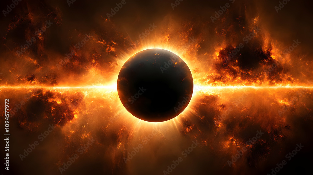 Obraz premium Fiery Celestial Orb Illustration