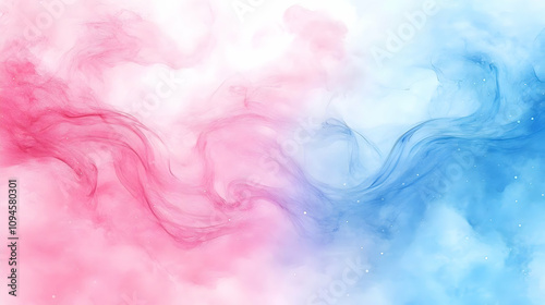 Abstract Watercolor Background with Pink and Blue Swirls