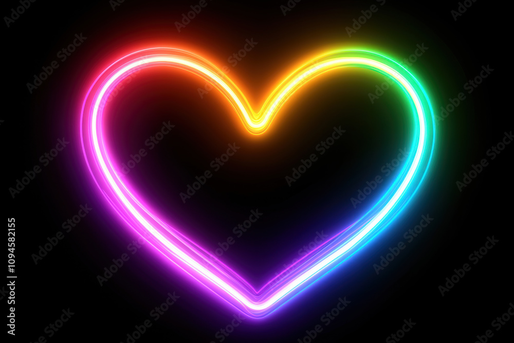 Abstract Heart with Glowing Neon Rays Abstract Heart with Glowing Neon Rays