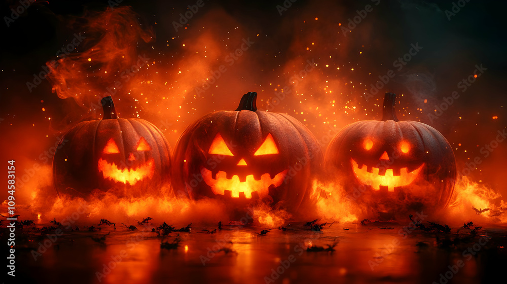 Naklejka premium Spooky Tree Silhouette with Orange Moon Illustration