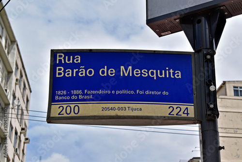 Street sign in the Tijuca neighborhood, Rio de Janeiro, Brazil