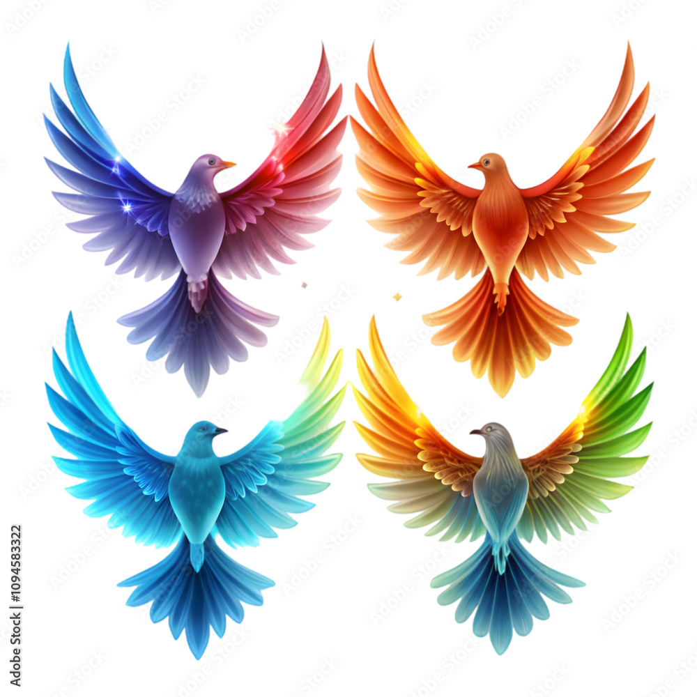 Fototapeta premium set of wings on transparent background