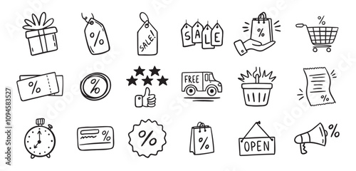 Loyalty card hand drawn doodle element icons. Symbol for Loyalty card, incentive program outline illustration icon