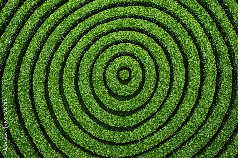 Aerial View of Concentric Circular Green Tea Plantation Aerial View of Concentric Circular Green Tea Plantation