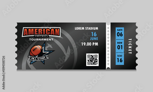 Modern professional design of american football ticket template design