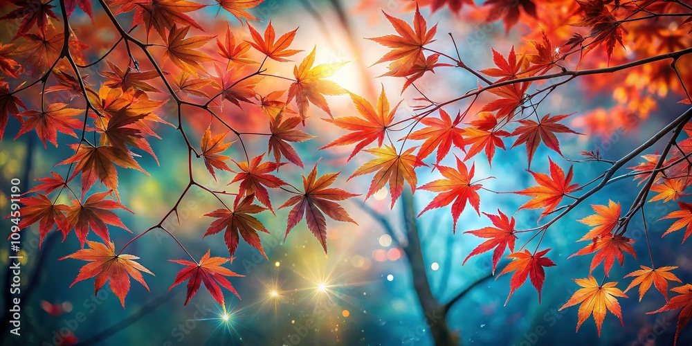 AI-generated double exposure of fiery red maple leaves. AI-generated double exposure of fiery red maple leaves.