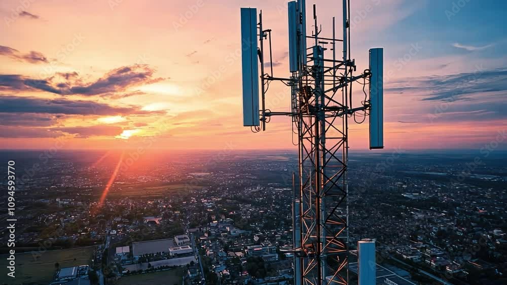 5G towers and infrastructure secured by cutting-edge cybersecurity technology to prevent data breaches.