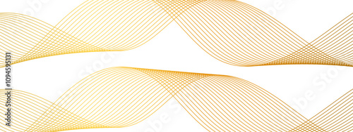 Abstract glow wavy stripes on white background isolated. Modern background futuristic energy sound waves technology concept background. Abstract wavy lines flowing curve golden.