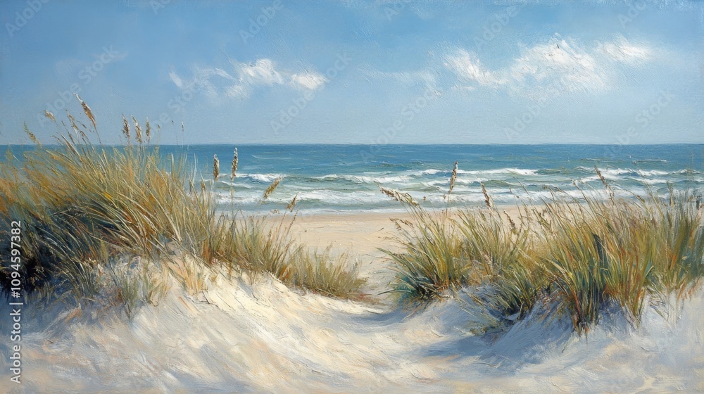 A Coastal Scene with Lush Grass and a Blue Horizon A Coastal Scene with Lush Grass and a Blue Horizon