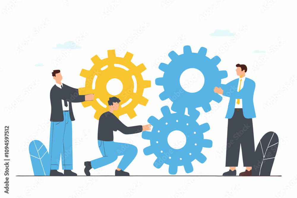 Work Together, Teamwork or Cooperate to Success, Solution to Team Support for Best Efficiency or Productivity, Development or Organization Concept, Businessman People Connect Gear Cogwheels Together
Work Together, Teamwork or Cooperate to Success, Solution to Team Support for Best Efficiency or Productivity, Development or Organization Concept, Businessman People Connect Gear Cogwheels Together