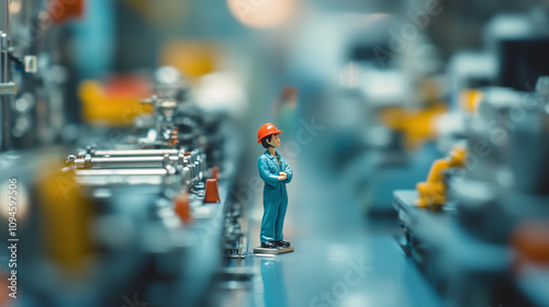 Wallpaper Mural Miniature of a Worker on an Automotive Assembly Line Torontodigital.ca