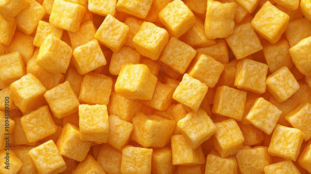 Cheese croutons topping pattern from flat view, isolated on background, showcasing vibrant yellow color and crunchy texture. Perfect for enhancing salads and soups Cheese croutons topping pattern from flat view, isolated on background, showcasing vibrant yellow color and crunchy texture. Perfect for enhancing salads and soups