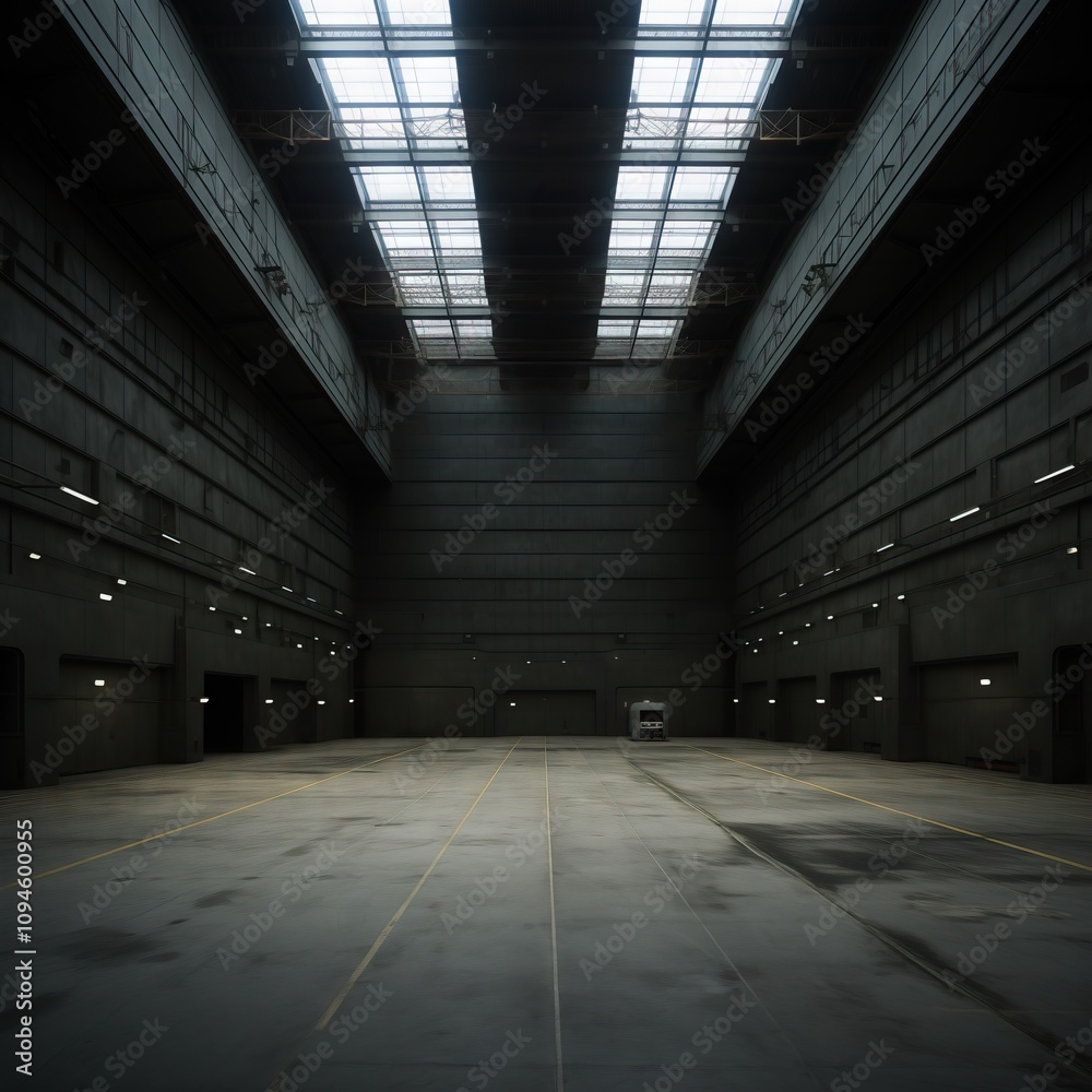 Fototapeta premium Empty concrete basement with lateral lights, Interior concept background