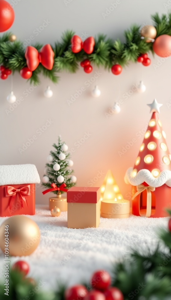 Christmas gift box and decorations. Christmas gift box and decorations.