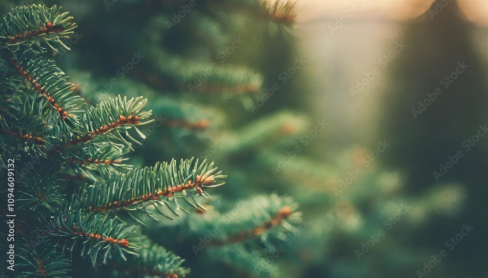 Captivating Christmas Background Featuring Green Fir Tree Branch Close-Up in a Trendy Moody Style with Elegant Copy Space for Festive Themes and Holiday Aesthetics więcej treści Captivating Christmas Background Featuring Green Fir Tree Branch Close-Up in a Trendy Moody Style with Elegant Copy Space for Festive Themes and Holiday Aesthetics więcej treści