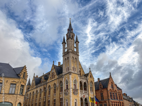 Obraz na płótnie Traditional Cathedral building in Poperinge, Belgium w salonie
