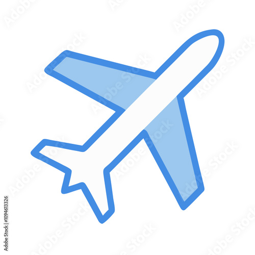 Airplane icon designed with a minimalistic style, showcasing simplicity in blue hues and representing travel, aviation, and connectivity in modern design aesthetics