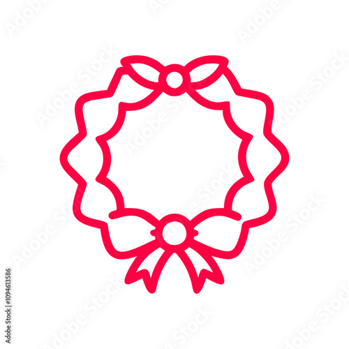 Wreath design featuring a simple outline with a bow, suitable for various decorative themes and occasions, showcasing creativity and festive spirit during holiday seasons