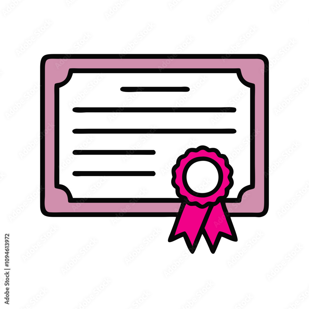 Certificate design featuring a pink ribbon, ideal for awards or achievements in a professional or educational setting Certificate design featuring a pink ribbon, ideal for awards or achievements in a professional or educational setting