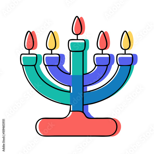 Celebration of Hanukkah with a colorful menorah lit for the festiva