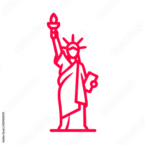 Iconic statue symbolizes freedom and hope, standing tall in New York Harbor while attracting tourists throughout the day