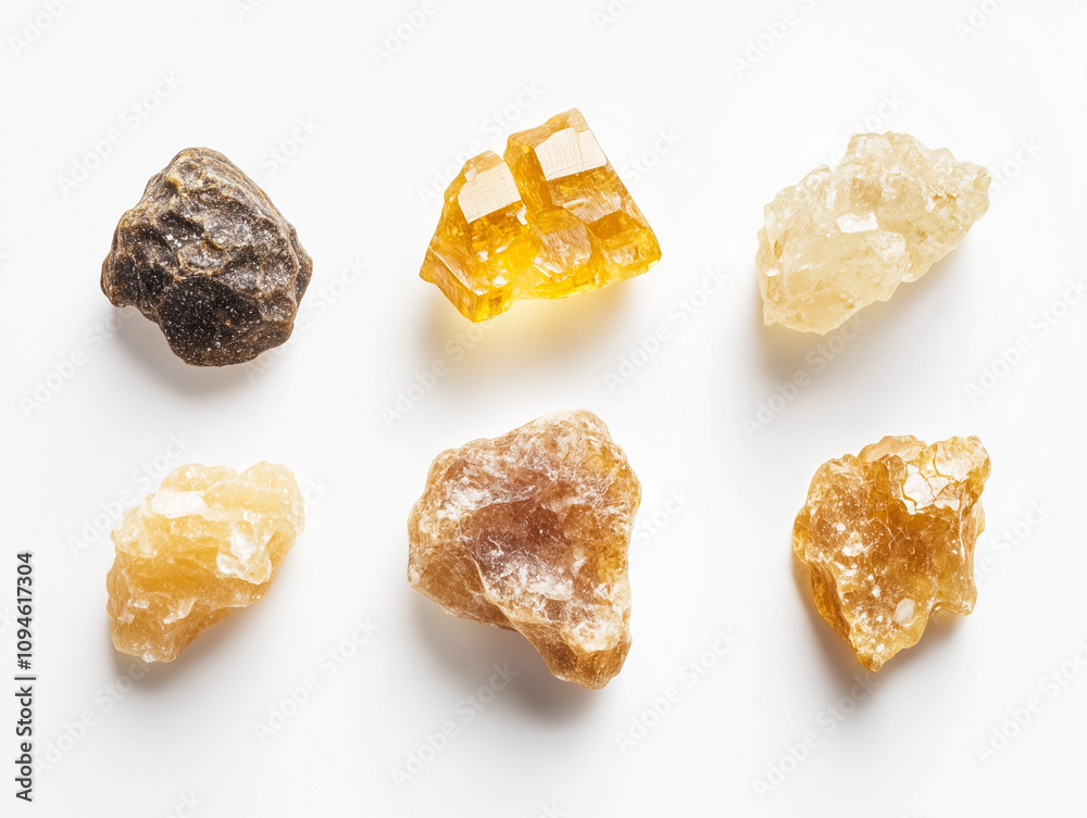 Assorted Natural Mineral Stones Collection - Geology and Earth Science Educational Material on White Background Assorted Natural Mineral Stones Collection - Geology and Earth Science Educational Material on White Background