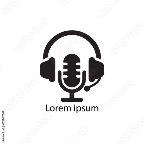 Microphone and Headphone logo on white background 