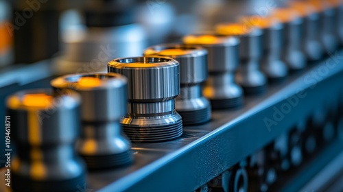 Close-up of a Row of Shiny Metal Tool Tips photo