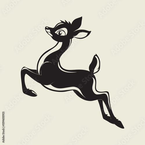 A drawing of a deer with antlers. Deer Silhouette with a beige background.