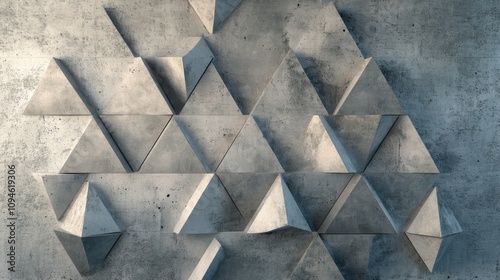 Three-dimensional concrete pattern with raised triangular designs