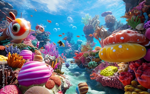 Worms-eye view of a vibrant underwater world photo