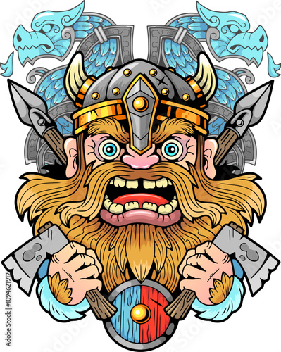 Funny Scandinavian Viking Illustration Design