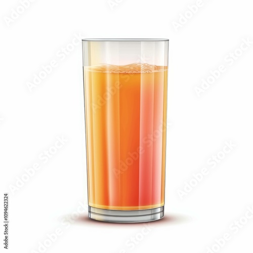 Tall glass is being filled with pulpy, refreshing orange juice, creating a vibrant and thirst quenching image