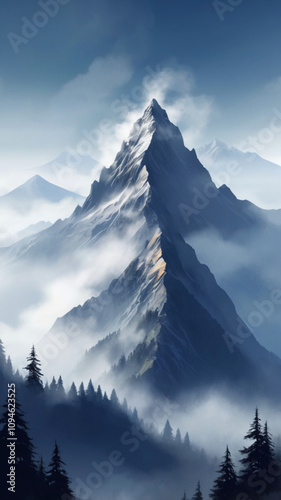 snow covered mountains in winter