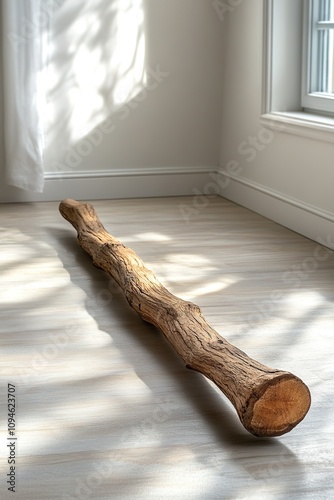 Artistic Driftwood Sculpture with Branches on Neutral Backdrop