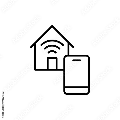 Smart house app outline icons, minimalist vector illustration ,simple transparent graphic element .Isolated on white background