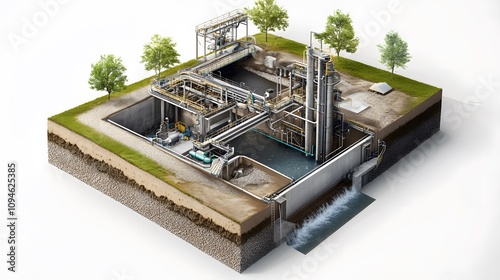 97. An intricate diagram showing the engineering behind sludge dewatering technology photo