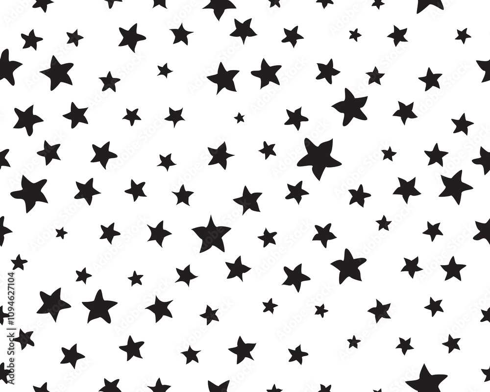Seamless pattern with black stars random size Seamless pattern with black stars random size